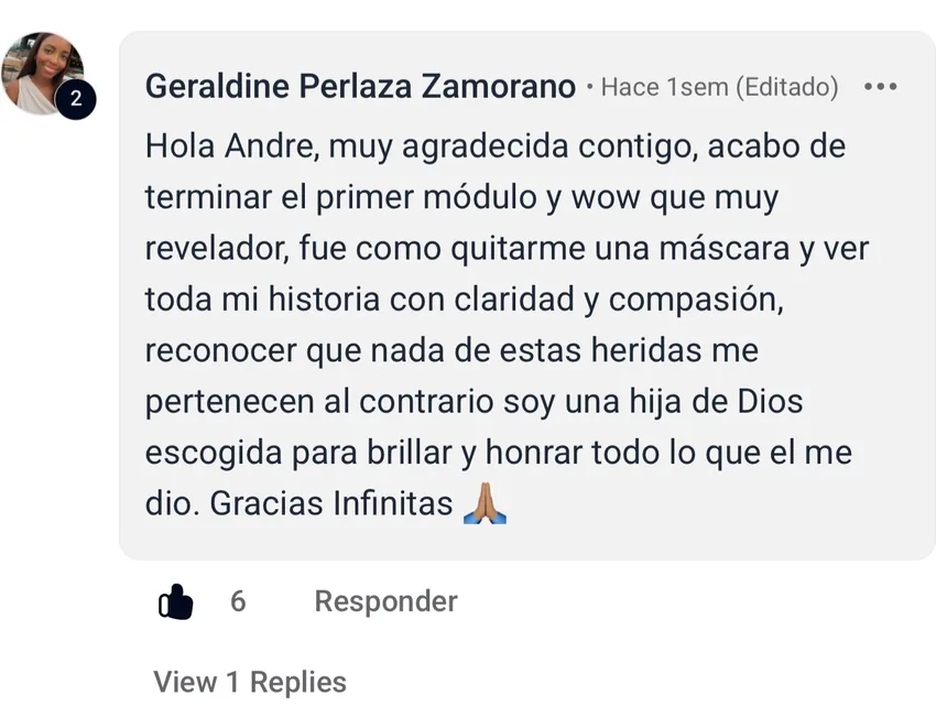 Testimonio de Geraldine Perlaza Zamorano sobre su primer módulo
